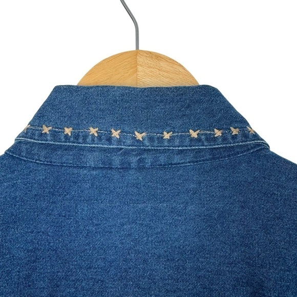 New Direction Women Button Down Shirt Petite L Palm Tree Hawaiian Vintage Retro - Picture 5 of 13